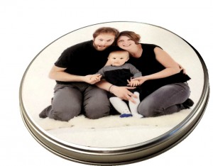 coperchio scatola di latta personalizzata con foto famiglia
